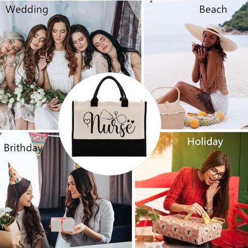 حقيبة حمل من القماش للممرضة، حقيبة ممرضة، حقيبة حمل من القماش للهدايا، حقيبة حمل من القماش القطني للنساء، هدية للممرضة المستقبلية، هدية تخرج طالب التمريض، حقيبة تسوق قابلة لإعادة الاستخدام للممرضة C1 in Kuwait