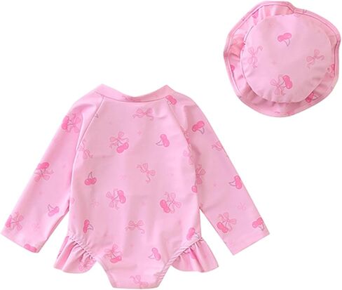 Karwuiio Infant Baby Girl Swimsuit Rash Guard Long Sleeve Swimwear Cute Print One Piece Ruffle Bathing Suit Summer Clothes in Saudi Arabia