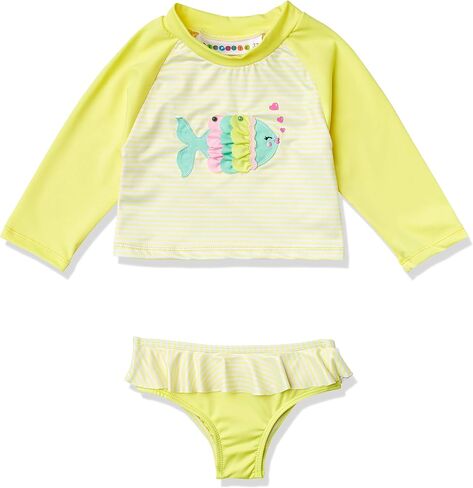 Girls Baby Two Piece Rashguard Set with Ruffle Trim in Kuwait