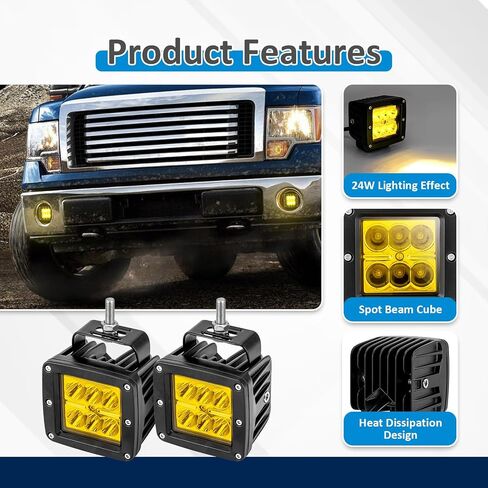 Wsays 2pcs 24 W LED Light Pods & Ditch Hood Hinge LED Pod Mount Bracket w/Wiring Kit Compatible with Dodge RAM 1500/2500/3500 / RAM 1500 Classic 2009-2023 in Saudi Arabia