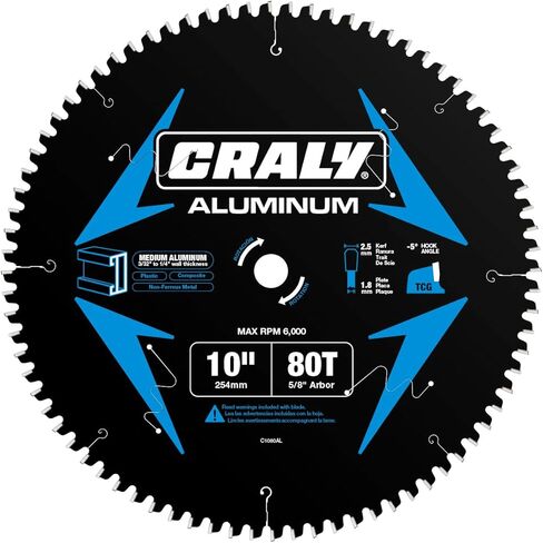 CRALY 14 Inch 120 Teeth Aluminum and Non-Ferrous Metal Cutting Circular Saw Blade, 1 Inch Arbor, Carbide Tipped, Thin Kerf, Black Ice Coating, for Medium Aluminum, Plastic, Composite(C14120AL) in Saudi Arabia