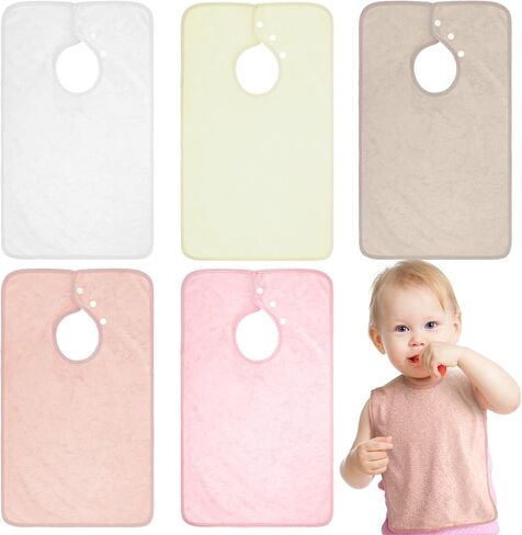 Hercicy Full Coverage Pullover Toddler Baby Bibs Terry Cloth Bibs with Snap Button for 0-4 Years Unisex Feeding Drooling in Kuwait