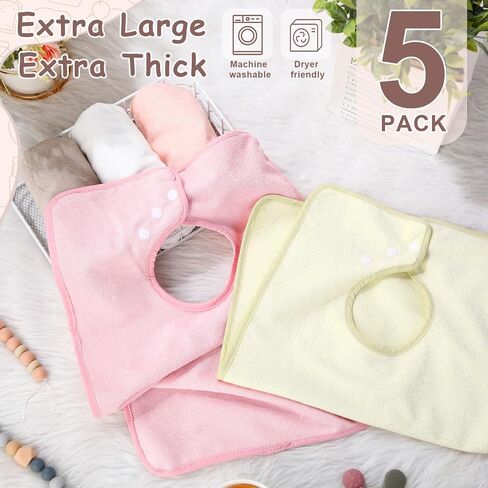 Hercicy Full Coverage Pullover Toddler Baby Bibs Terry Cloth Bibs with Snap Button for 0-4 Years Unisex Feeding Drooling in Kuwait