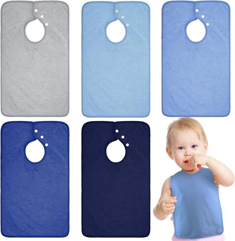 Hercicy Full Coverage Pullover Toddler Baby Bibs Terry Cloth Bibs with Snap Button for 0-4 Years Unisex Feeding Drooling in Kuwait