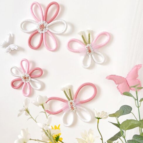 KUNHEHO Boho Daisy Wall Decor Set of 6, Handmade Flower Wall Hanging Decor, Pastel Woven Floral Wall Art for Nursery, Girls Bedroom, Playroom, Bohemian Home Decoration in Saudi Arabia