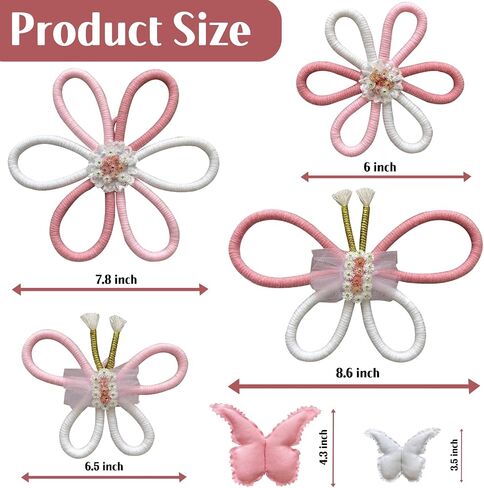 KUNHEHO Boho Daisy Wall Decor Set of 6, Handmade Flower Wall Hanging Decor, Pastel Woven Floral Wall Art for Nursery, Girls Bedroom, Playroom, Bohemian Home Decoration in Saudi Arabia