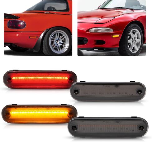 HECASA LED Side Marker Lights Compatible with 1990-2005 Mazda Miata & Mazda MX-5 Replacement for NA01515FX 8BN151120 MA2550107 MA2551107 Bumper Signal Lamps 4Pcs (Clear Lens, White LED) in Saudi Arabia