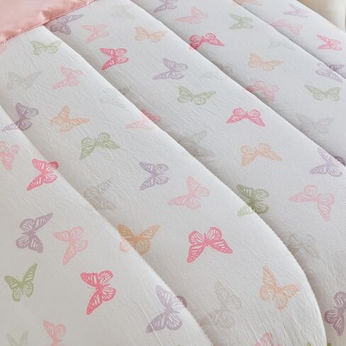 JoyReap 4 قطعة صغيرة الفراش مجموعة- وردي N تصميم الفراشات الأرجواني ، Microfiber Toddler Comforter مجموعة للبنات in Kuwait