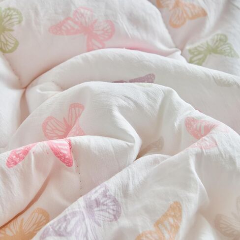 JoyReap 4 قطعة صغيرة الفراش مجموعة- وردي N تصميم الفراشات الأرجواني ، Microfiber Toddler Comforter مجموعة للبنات in Kuwait