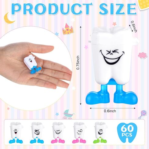 Chuangdi 60 Pcs Teeth Storage Box Lovely Baby Milk Tooth Organizer Container Teeth Saver Save Box Case Gift for Kids Lost Teeth Child Keepsake Children(Expression) in Kuwait