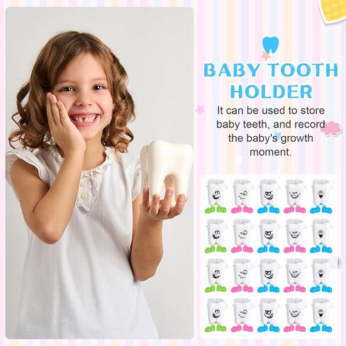 Chuangdi 60 Pcs Teeth Storage Box Lovely Baby Milk Tooth Organizer Container Teeth Saver Save Box Case Gift for Kids Lost Teeth Child Keepsake Children(Expression) in Kuwait