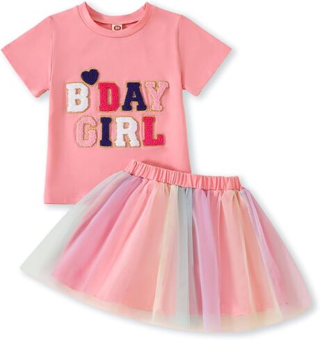 Toddler Fall Outfits Birthday Girl Embroidery Sweatshirt Tops + Princess Mesh Tutu Skirt Kids Birthday Dress Clothes in Kuwait
