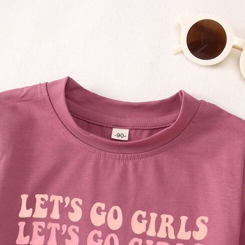 Modntoga Toddler Girl Leopard Cowboy Hat Graphic Tshirt Retro Western Cowgirl Shirt Let Go Go Girls Print Short Sleeve Top Top in Kuwait