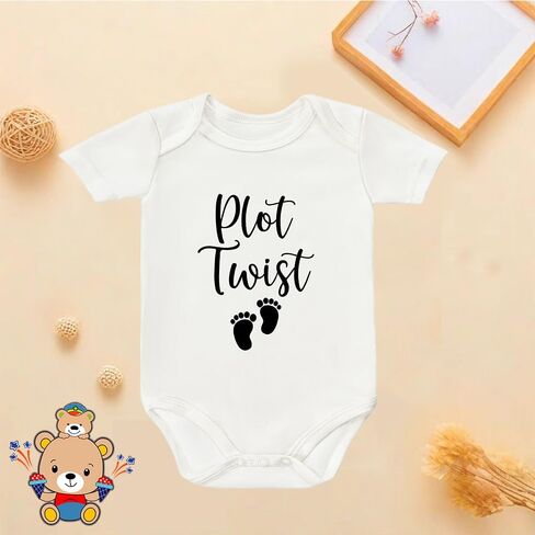 Plot Twist Infant Bodysuits, Baby Announcement Grandparents, Newborn Fashion Short Sleeves Clothes for 0-24 Month in Kuwait