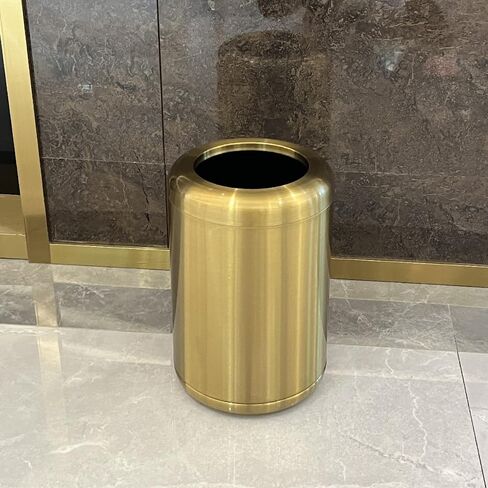 10L/2.6Gallon Small Gold Bathroom Trash Can,Brushed Gold Bathroom Garbage Can，Brass Trash Can for Bathroom,Vanity Bedroom,Hotel,Dressing Room，Rv, Store (135 Gold) in Saudi Arabia