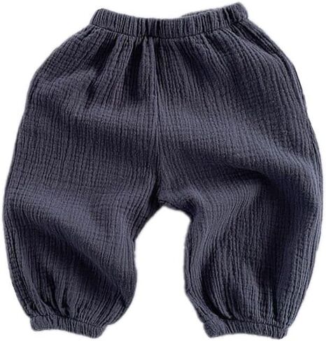 LNICEAR Toddler Baby Boys Girls Pants Basic Plain Comfy Cotton Linen Casual Trousers Bloomers in Kuwait