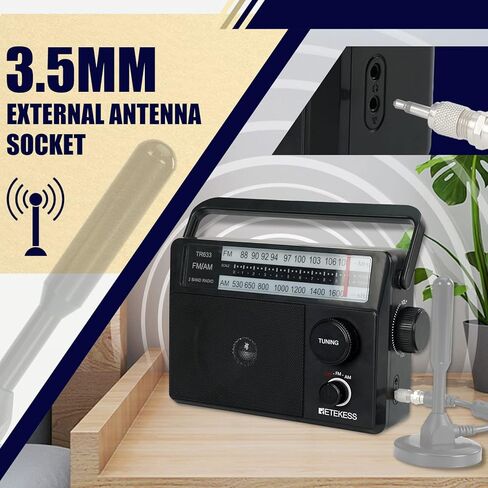 Retekess TR618 Portable AM FM Radio with SD, Micro SD and USB Support - Best Reception for Home, Kitchen or Drive in Saudi Arabia