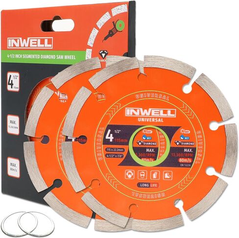 4-1/2 Inch Segmented Diamond Saw Blades 2-Pack, Diamond Cutting Wheel for Angle Grinder, Tile Cutter Blades, for Cutting Stone Marble Granite Concrete Brick, 7/8’’-20mm Arbor in Kuwait