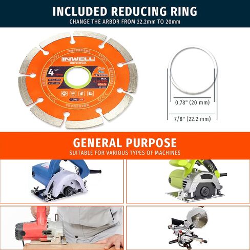 4-1/2 Inch Segmented Diamond Saw Blades 2-Pack, Diamond Cutting Wheel for Angle Grinder, Tile Cutter Blades, for Cutting Stone Marble Granite Concrete Brick, 7/8’’-20mm Arbor in Kuwait