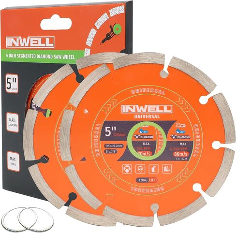 4-1/2 Inch Segmented Diamond Saw Blades 2-Pack, Diamond Cutting Wheel for Angle Grinder, Tile Cutter Blades, for Cutting Stone Marble Granite Concrete Brick, 7/8’’-20mm Arbor in Kuwait