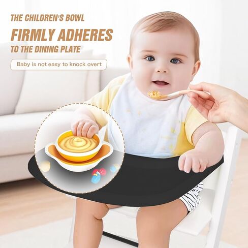 HLVEIN for Stokke Tripp Trapp Tray,Black-Smooth Surface Powerful Suction,Easy to Clean,Compatible with Stokke Tripp Trapp Chair(V2 and Beyond),Made with BPA-Free Plastic in Saudi Arabia