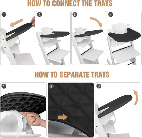 HLVEIN for Stokke Tripp Trapp Tray,Black-Smooth Surface Powerful Suction,Easy to Clean,Compatible with Stokke Tripp Trapp Chair(V2 and Beyond),Made with BPA-Free Plastic in Saudi Arabia