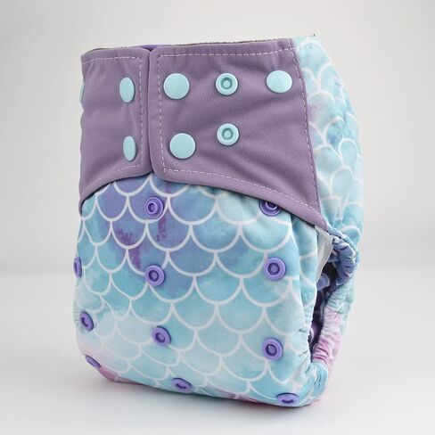 AIll in One Night AIO Cloth Diaper Nappy Sewn in Insert Reusable Washable (Multicolors Scales) Medium in Kuwait