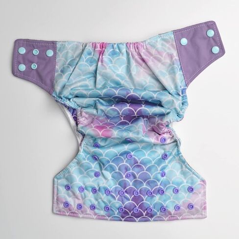 AIll in One Night AIO Cloth Diaper Nappy Sewn in Insert Reusable Washable (Multicolors Scales) Medium in Kuwait