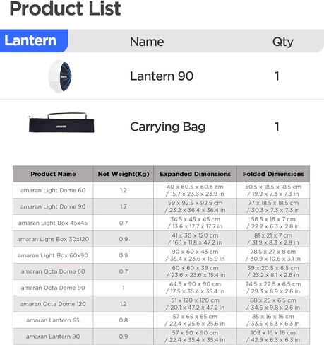 Amaran Lantern 65, 2ft(65cm) Omnidirectional Bowens Mount Soft Light Modifier for Ambient Lighting, Quick-Build Design, Portable and Ideal for Studio and On-Location Video Content in Kuwait
