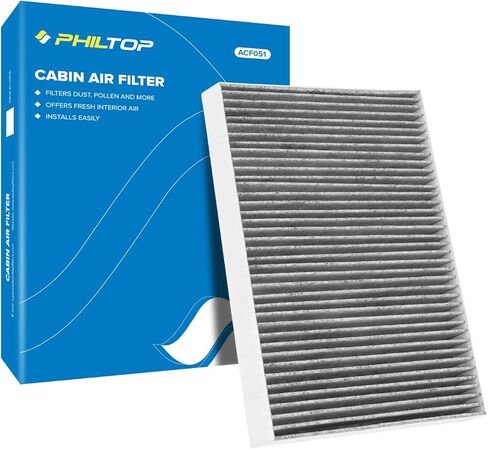 فلتر هواء كابينة PHILTOP ACF088 (CF11924)، بديل لسيارة Fiat500 (2012-2019)، فلتر كابينة ممتاز مع فلتر كربون منشط لرائحة حبوب اللقاح والغبار in Saudi Arabia