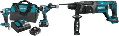 Makita XT288T 18V LXT Lithium-Ion Brushless Cordless 2-Pc. Combo Kit (5.0Ah) & XRH04Z 18V LXT Lithium-Ion Cordless 7/8" Rotary Hammer, accepts SDS-PLUS bits in Saudi Arabia