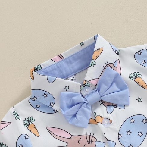 Toddler Baby Boy Easter Outfit Short Sleeve Button Down Shirt Elastic Waist Shorts Set Infant Boy Easter Clothes in Kuwait