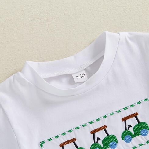 Toddler Baby Boy Summer Outfits Farmer Truck Gingham Boxer Shorts Set Little Kids 2Pcs Clothes 6 12 18 Months 2T 3T 4T in Kuwait