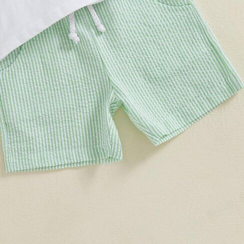 Toddler Baby Boy Summer Outfits Farmer Truck Gingham Boxer Shorts Set Little Kids 2Pcs Clothes 6 12 18 Months 2T 3T 4T in Kuwait