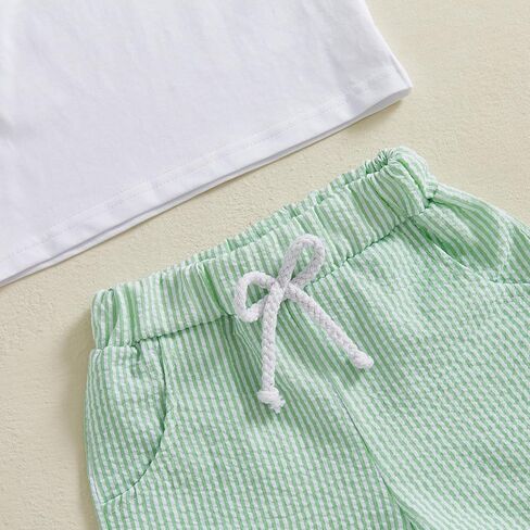 Toddler Baby Boy Summer Outfits Farmer Truck Gingham Boxer Shorts Set Little Kids 2Pcs Clothes 6 12 18 Months 2T 3T 4T in Kuwait