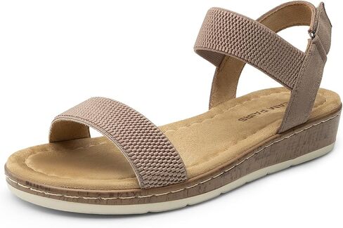 أحلام أزواج المرأة مريحة الأنيقة Cork Low Wedge الكعوب اللطيفة الصيف الصيف واحد فرقة واحدة غير رسمية مسطحة مع حزام كاحل قابل للتعديل in Kuwait