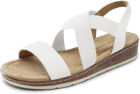 DREAM PAIRS Women's Summer Dressy Low Wedge Heels Comfortable Slip on Casual Flat Sandals for Walking Vacation in Saudi Arabia