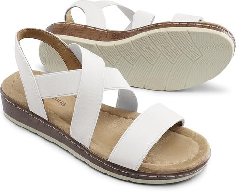 DREAM PAIRS Women's Summer Dressy Low Wedge Heels Comfortable Slip on Casual Flat Sandals for Walking Vacation in Saudi Arabia