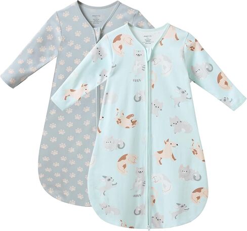 JELLYMONI Baby Sleep Sack 0-6 Months Wearable Blanket for Baby, 100% Cotton 2 Pack Infant Toddler Baby Wearable Blanket Lightweight Soft 2-Way Zipper Sleep Sack in Kuwait