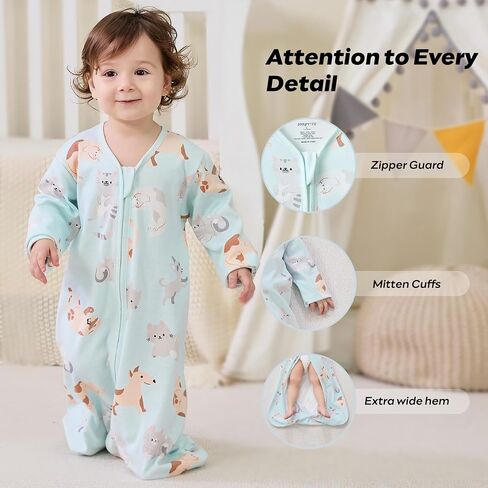 JELLYMONI Baby Sleep Sack 0-6 Months Wearable Blanket for Baby, 100% Cotton 2 Pack Infant Toddler Baby Wearable Blanket Lightweight Soft 2-Way Zipper Sleep Sack in Kuwait