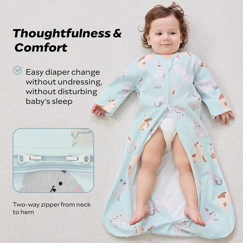 JELLYMONI Baby Sleep Sack 0-6 Months Wearable Blanket for Baby, 100% Cotton 2 Pack Infant Toddler Baby Wearable Blanket Lightweight Soft 2-Way Zipper Sleep Sack in Kuwait