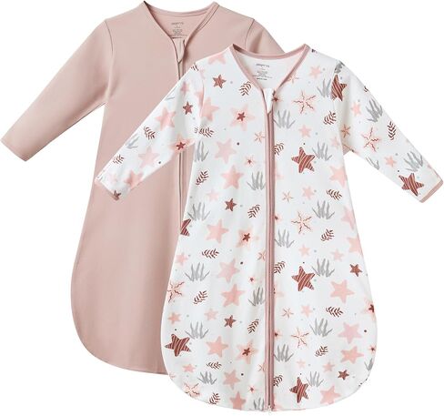 JELLYMONI Baby Sleep Sack 0-6 Months Wearable Blanket for Baby, 100% Cotton 2 Pack Infant Toddler Baby Wearable Blanket Lightweight Soft 2-Way Zipper Sleep Sack in Kuwait