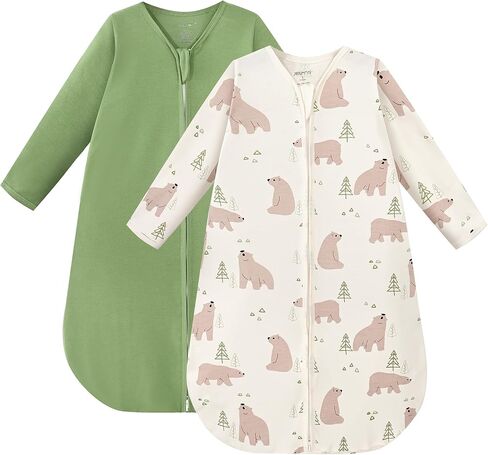 Jellymoni Baby Sleep Kit 6-12 شهرًا بطانية يمكن ارتداؤها للطفل ، بنسبة 100 ٪ من القطن 2 حزمة طفل طفل طفل يمكن ارتداؤه قابلة للارتداء خفيفة الوزن سحاب ثنائية الاتجاه نوم in Kuwait