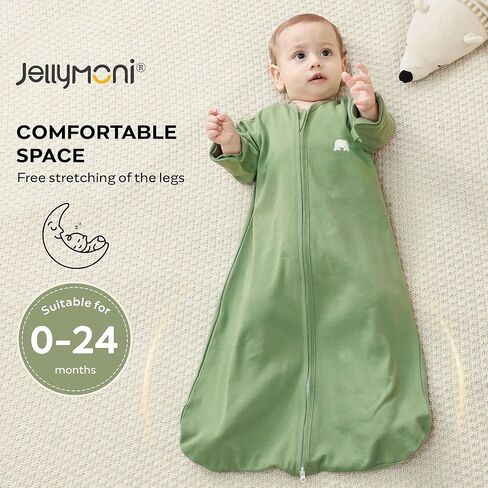 Jellymoni Baby Sleep Kit 6-12 شهرًا بطانية يمكن ارتداؤها للطفل ، بنسبة 100 ٪ من القطن 2 حزمة طفل طفل طفل يمكن ارتداؤه قابلة للارتداء خفيفة الوزن سحاب ثنائية الاتجاه نوم in Kuwait