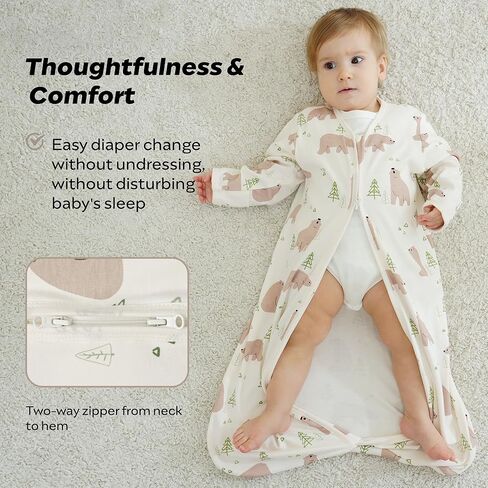 Jellymoni Baby Sleep Kit 6-12 شهرًا بطانية يمكن ارتداؤها للطفل ، بنسبة 100 ٪ من القطن 2 حزمة طفل طفل طفل يمكن ارتداؤه قابلة للارتداء خفيفة الوزن سحاب ثنائية الاتجاه نوم in Kuwait