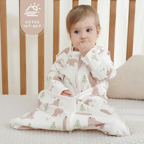 Jellymoni Baby Sleep Kit 6-12 شهرًا بطانية يمكن ارتداؤها للطفل ، بنسبة 100 ٪ من القطن 2 حزمة طفل طفل طفل يمكن ارتداؤه قابلة للارتداء خفيفة الوزن سحاب ثنائية الاتجاه نوم in Kuwait