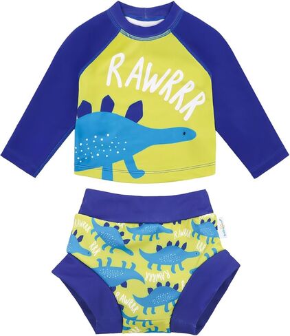 babygoal Baby Toddler Swimsuit with Swim Diaper, Long Sleeve Rash Guard Set with UPF 50+ Sun Protection for Boys & Girls in Kuwait
