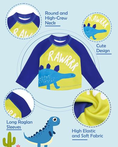 babygoal Baby Toddler Swimsuit with Swim Diaper, Long Sleeve Rash Guard Set with UPF 50+ Sun Protection for Boys & Girls in Kuwait