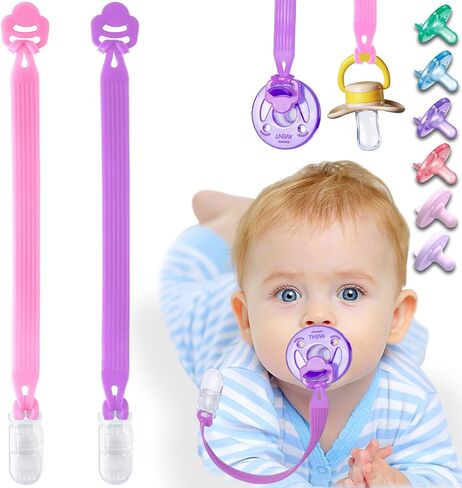 مقطع من سيليكون مصاصة مع حلقة محول لفيليبس Avent Soothie ، 2 حزمة من قطعة واحدة ناعمة مقاطع المشابك للبنات Baby Boys ، أساسي in Kuwait