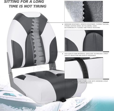 SUNDGORA Deluxe Marine High Back Folding Boat Seat,Stainless Steel Screws Included in Kuwait